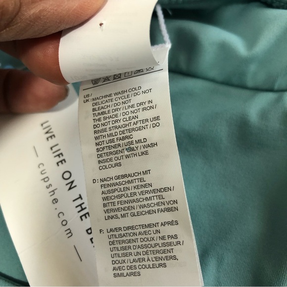 NWT CUPSHE High Waisted High Cut Banded Ribbed Bikini Bottom Light Mint Sz S - Picture 8 of 9